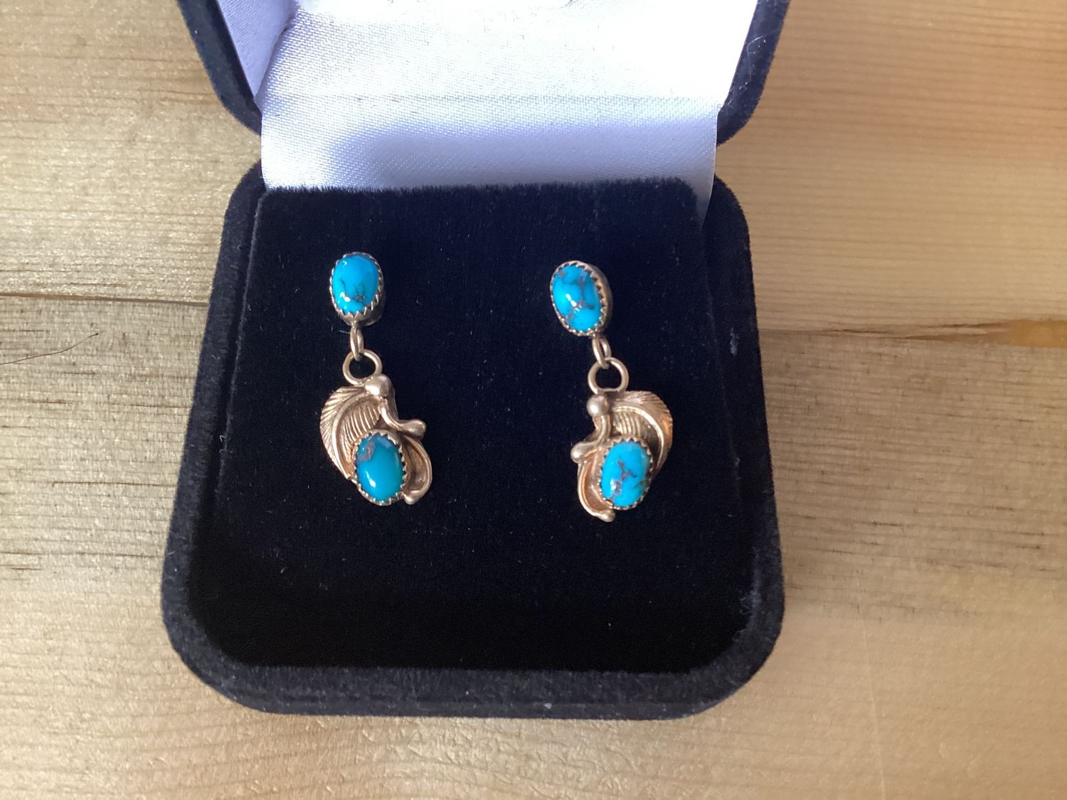 14k GOLD/TURQUOISE EARRINGS (1920&#39;S)