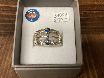 #342  2 Stone Wide 3.5mm Sapphires Ring (7)