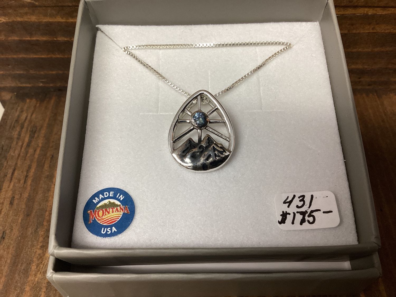 #431 Sunrise Mountain w/ 3.5mm Sapphire Necklace