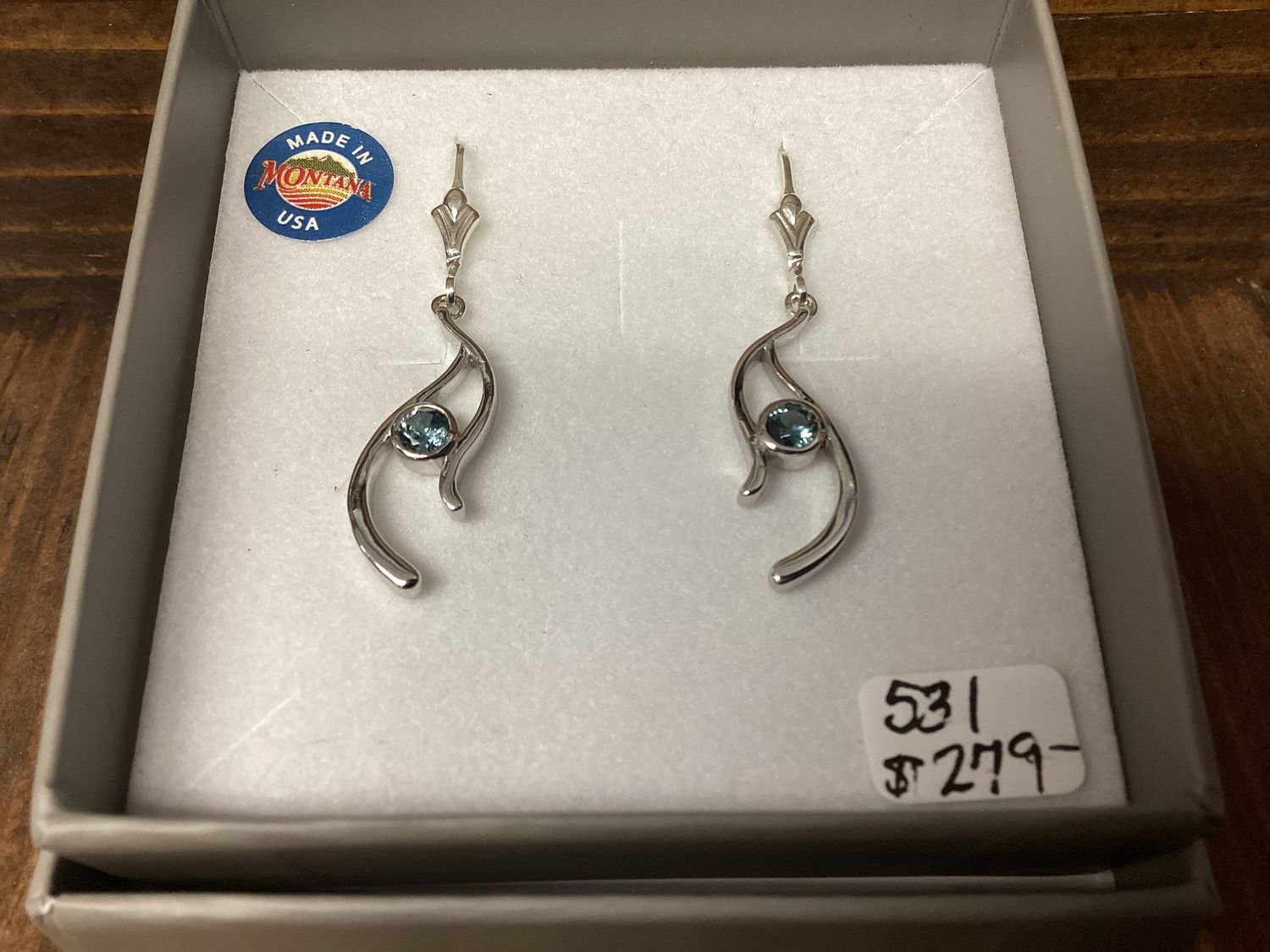 #531 Freeform Ribbon w/4mm Bezel Set Rounds Earrings