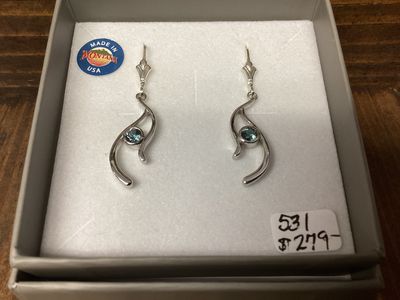 #531 Freeform Ribbon w/4mm Bezel Set Rounds Earrings