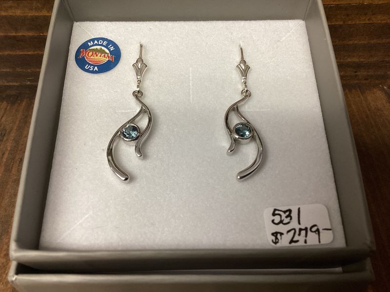#531 Freeform Ribbon w/4mm Bezel Set Rounds Earrings