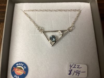 #422 Triangle w/ 4mm MT Sapphire/ 2mm Necklace