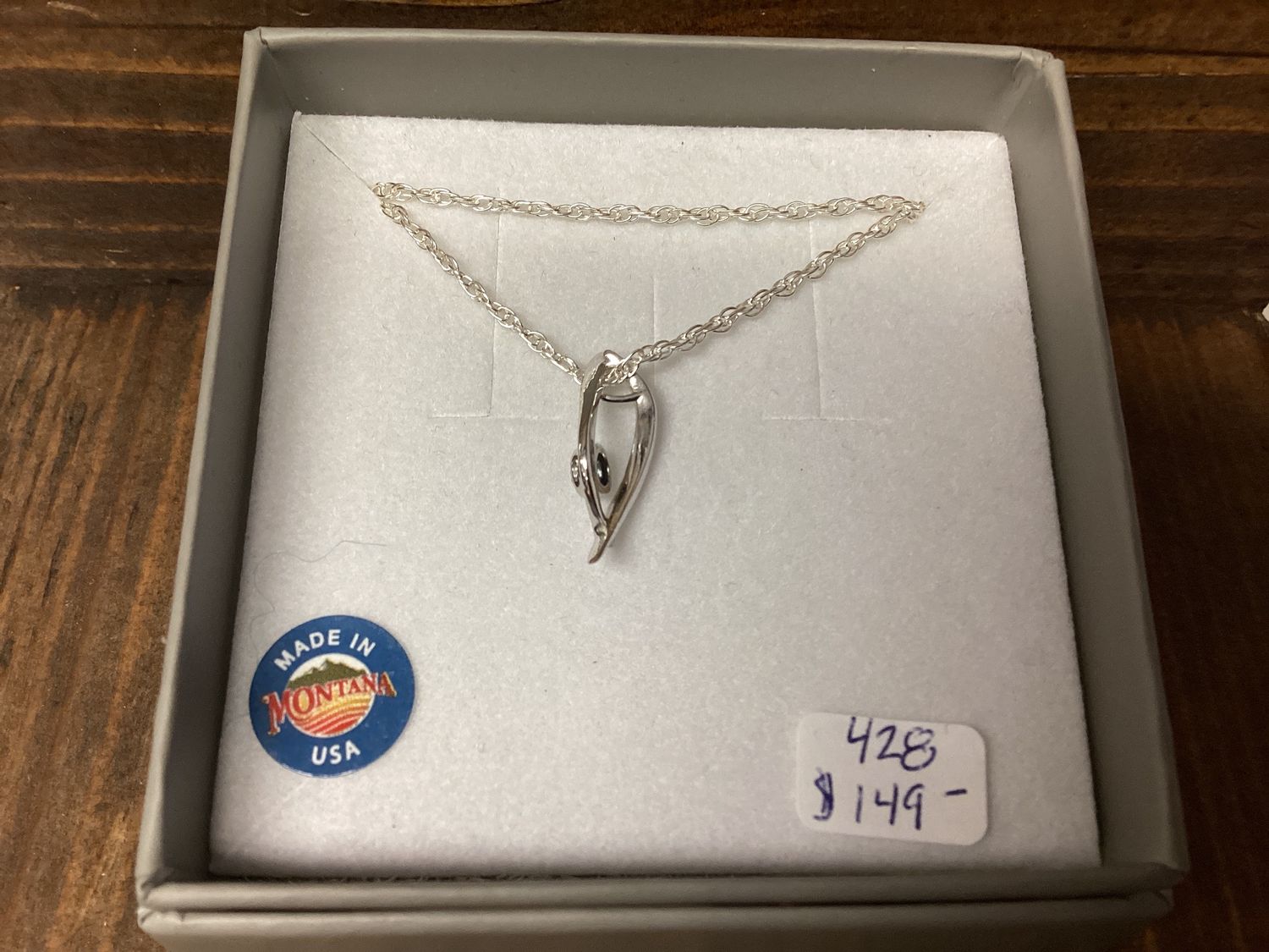 #428 Crossed Bar w/ 3mm Sapphire Necklace