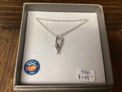 #428 Crossed Bar w/ 3mm Sapphire Necklace
