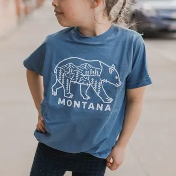 Montana Toddler Tee, Design: Montana Bear, Color: Indigo, Size: 2T