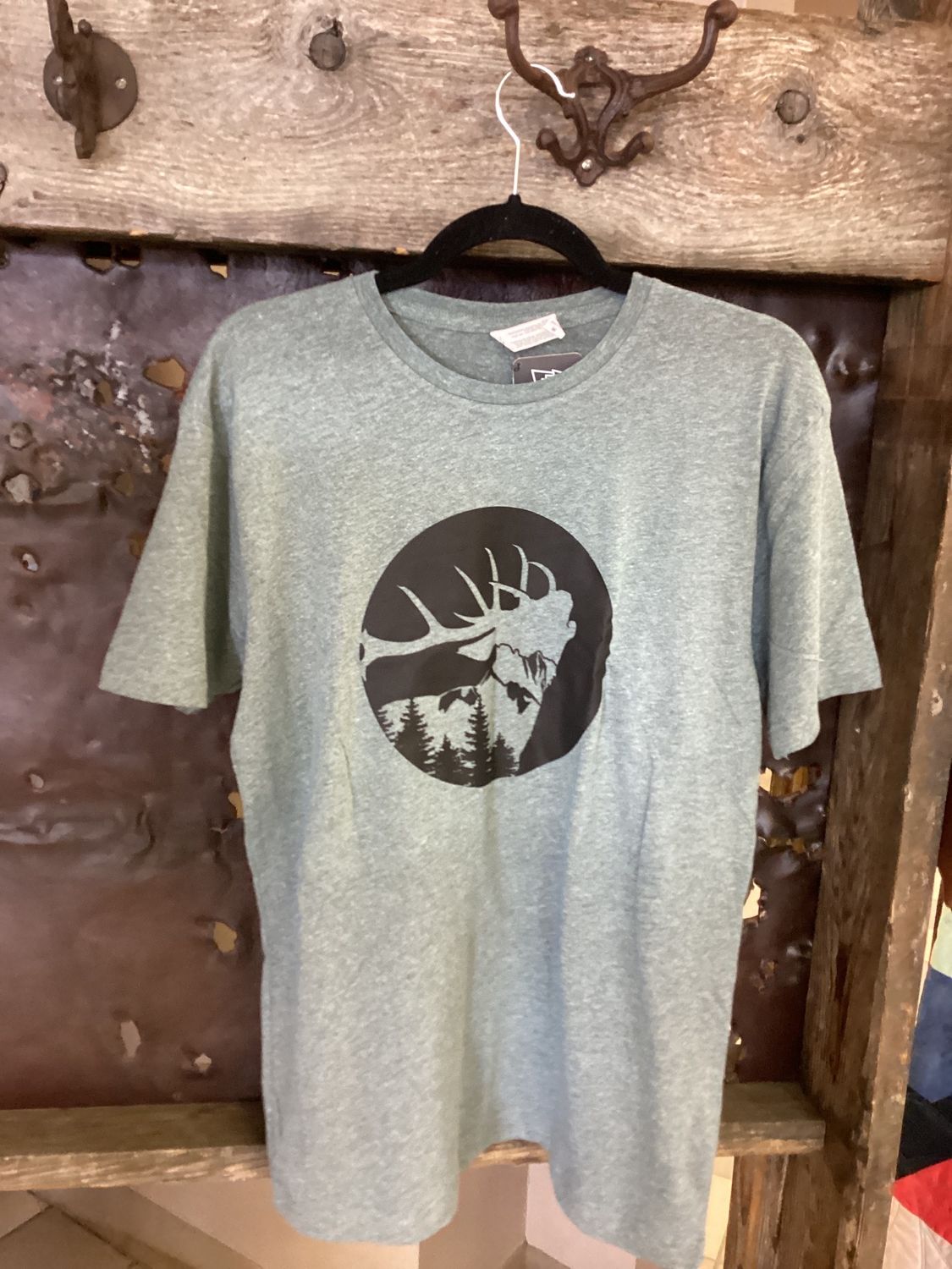 T-Shirts Bugling Bull Elk, Size: Small, Color: Sea Foam