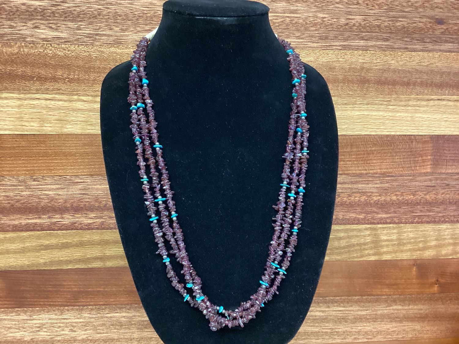 NAVAJO AMETHYST CRIPPLE CREEK TURQUOISE NECKALCE
