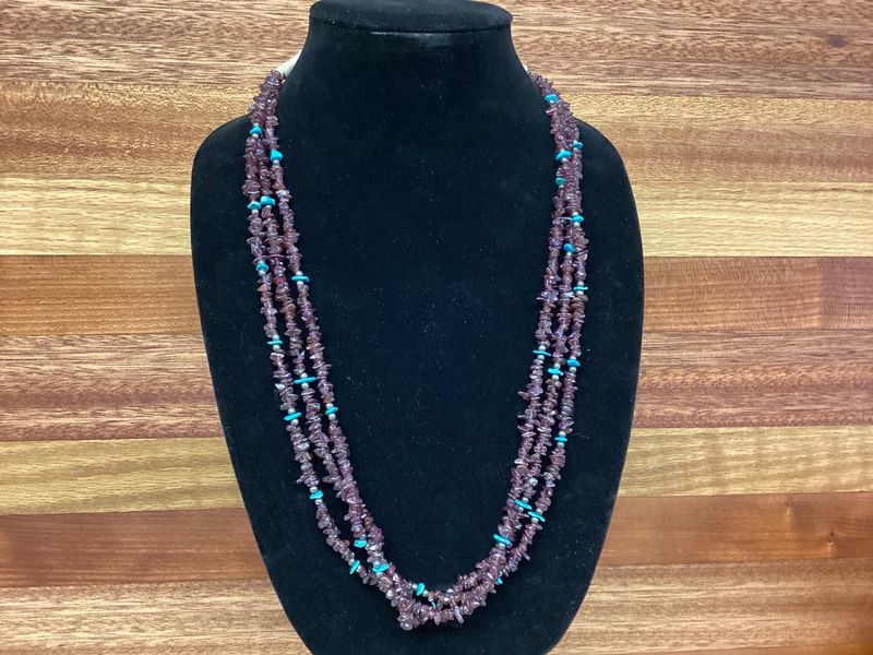 NAVAJO AMETHYST CRIPPLE CREEK TURQUOISE NECKALCE
