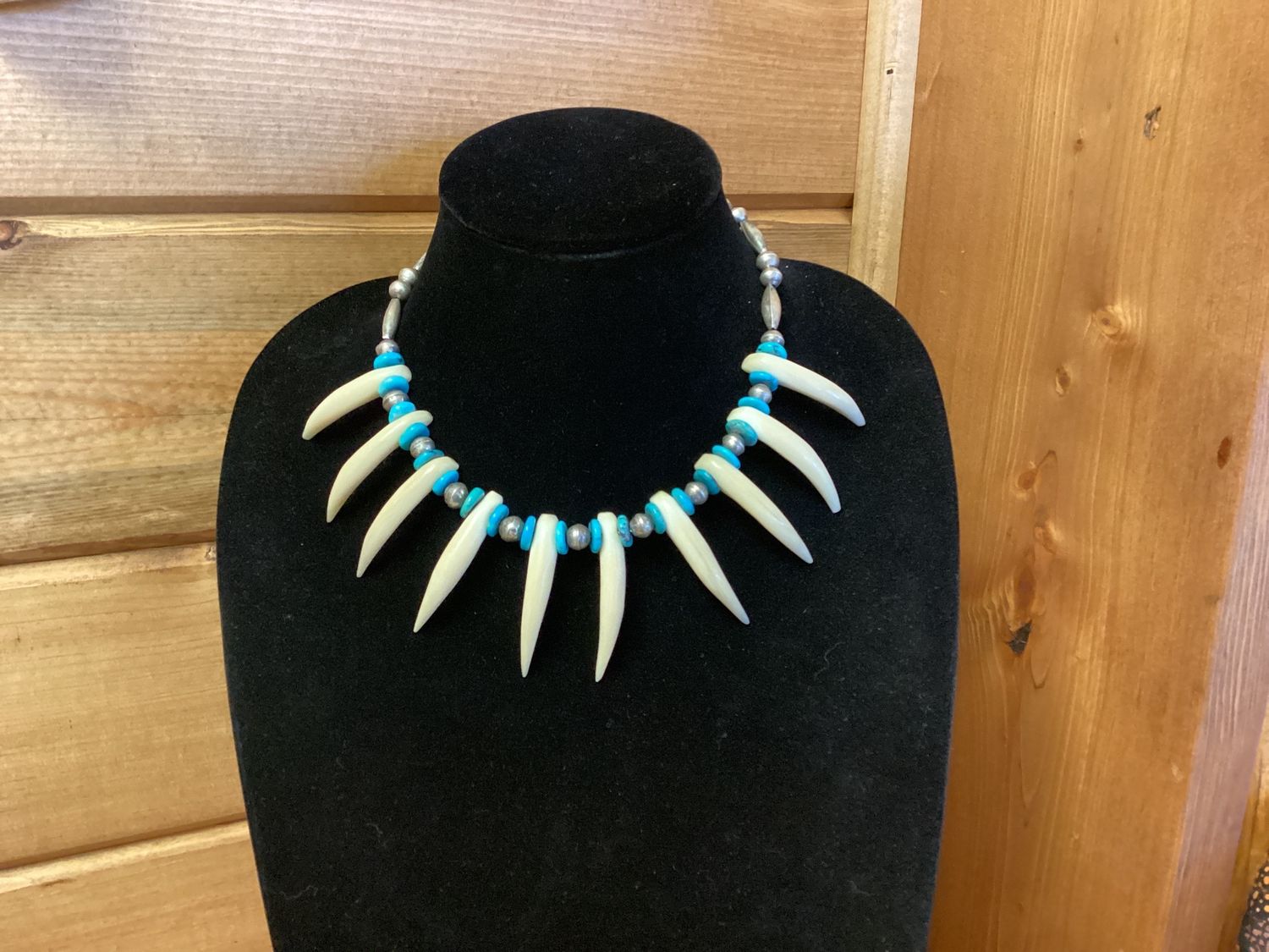 Navajo Silver/Turq/Bone Necklace