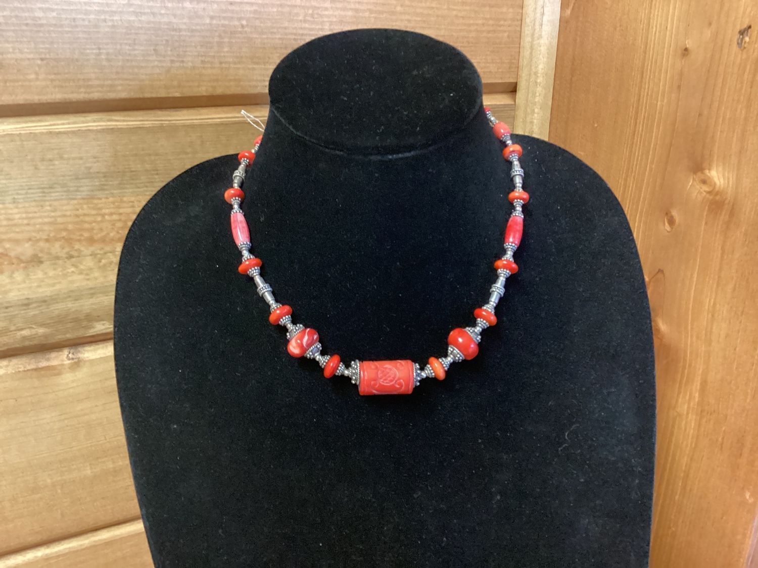 SS &amp; Coral Collar Necklace