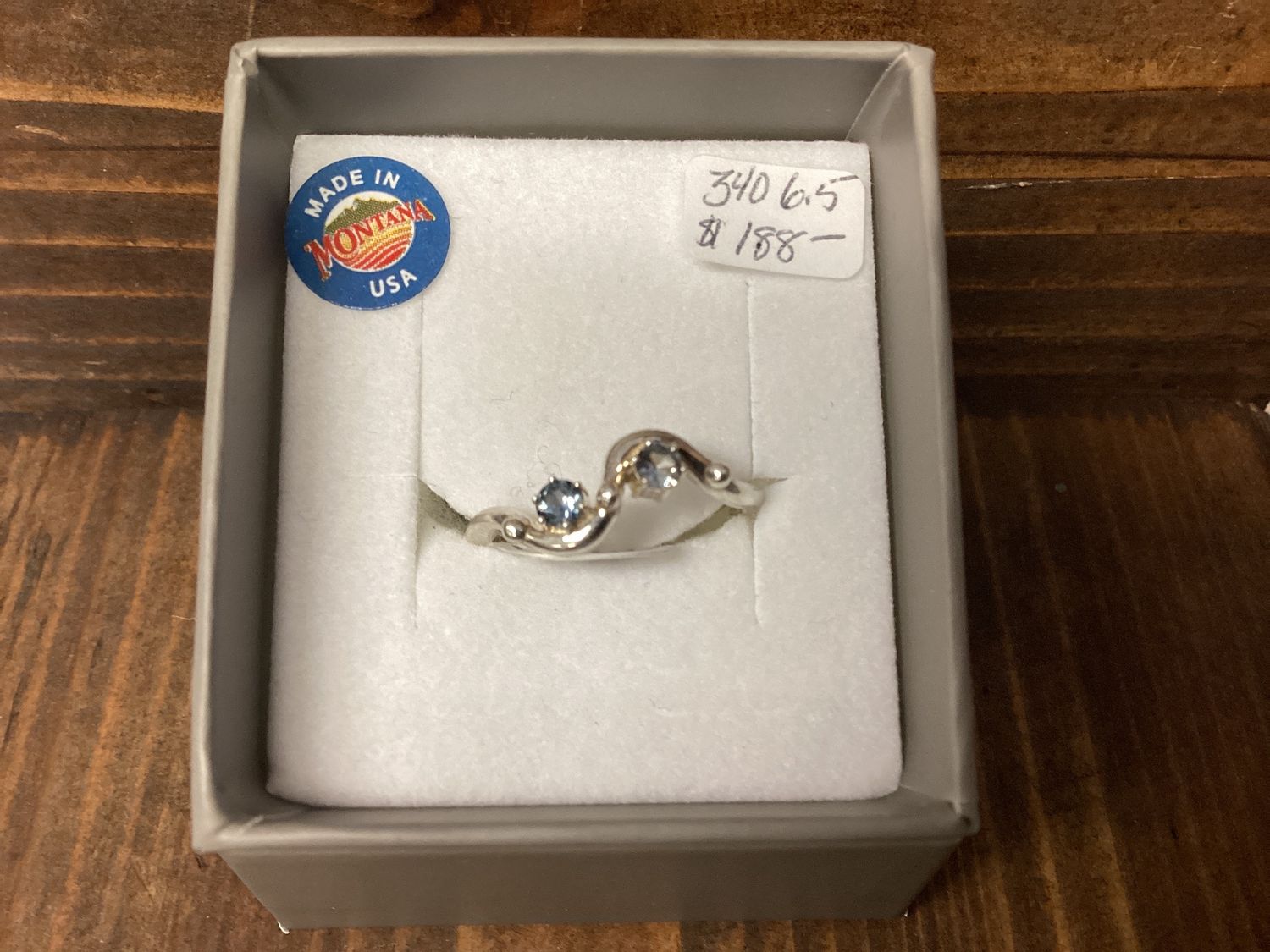 #340 Double Stone Beaded Wavy Band Ring, Size: 6.5