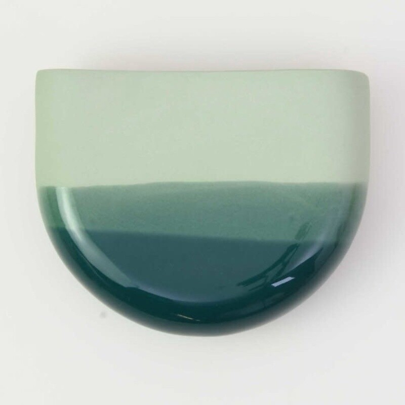 HARM &amp; ELKE dip wall vase-half round Green 062