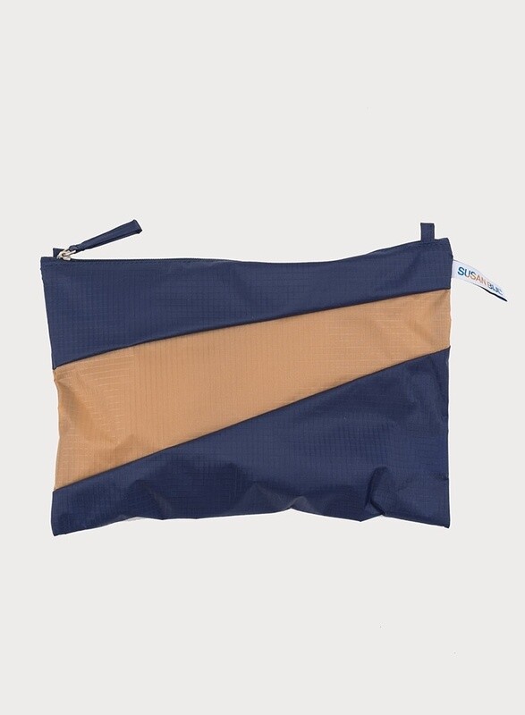 SUSAN BIJL Pouch navy-camel Large