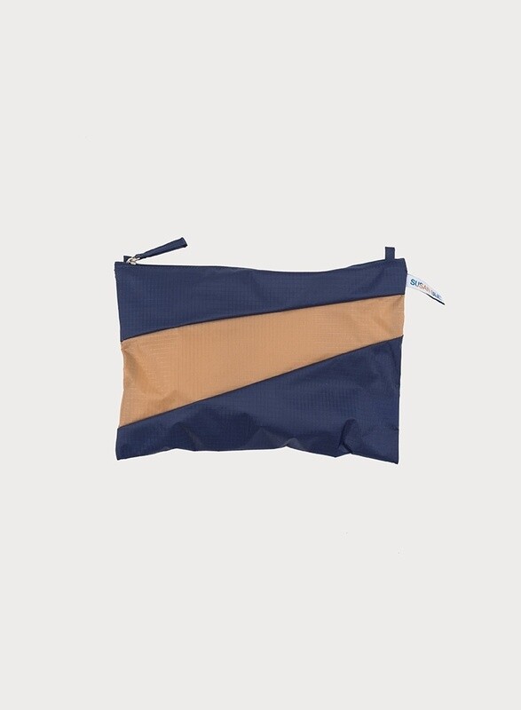 SUSAN BIJL Pouch navy-camel Medium