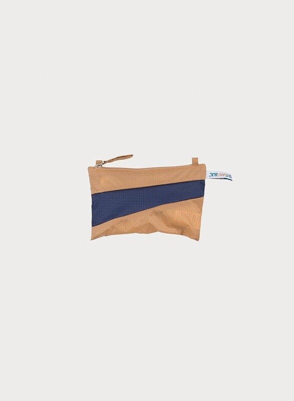 SUSAN BIJL Pouch camel-navy Small