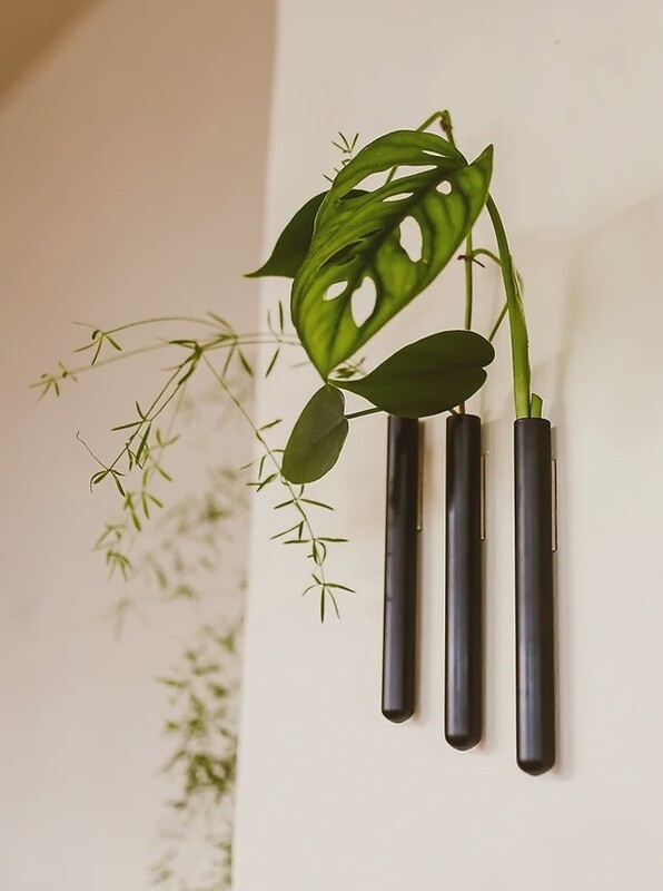 MUURBLOEMPJES magneetvaasjes zwart 3 stuks