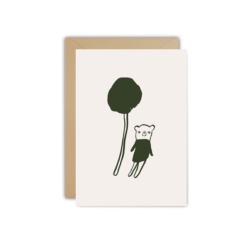ESTHER SCHUIVENS Bear &amp; Tree postcard gevouwen 10x15cm