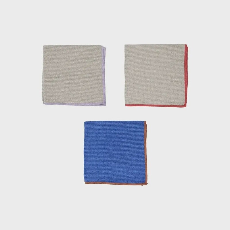 OYOY Vaatdoek Mundus Microfiber 3-pack Clay/Optic Blue