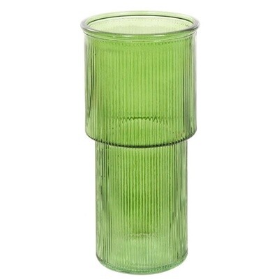 Vaas glas ribbel 24cm groen