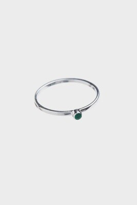 XZOTA Ring green onyx stone, 2 mm - Silver
