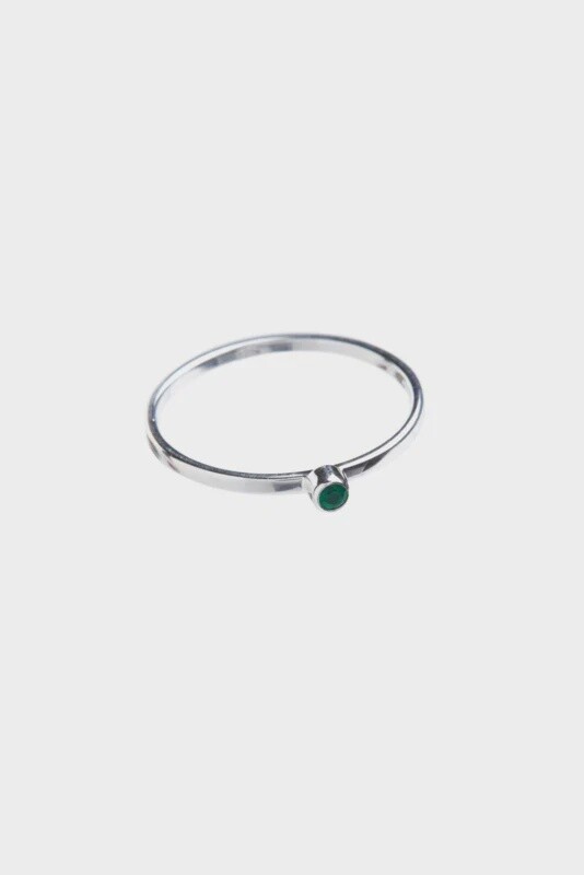 XZOTA Ring green onyx stone, 2 mm  zilver