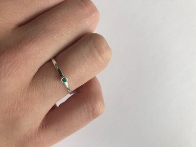 XZOTA Ring green onyx stone, 2 mm  zilver