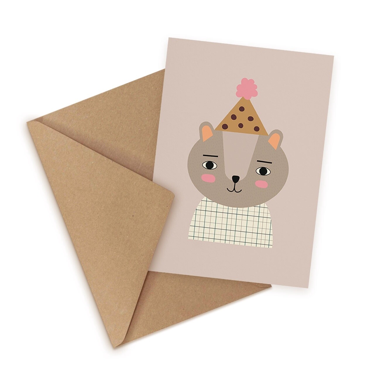 LITTLE OTJA postcard Baby Bear with party hat