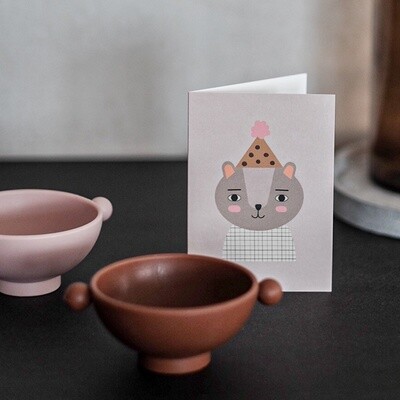LITTLE OTJA postcard Baby Bear with party hat