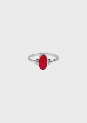 XZOTA ring Oval Red Resin zilver