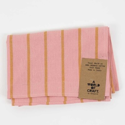 A WORLD OF CRAFT Handdoek roze/mosterd