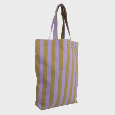 Shopper katoen Stripes purple-mustard