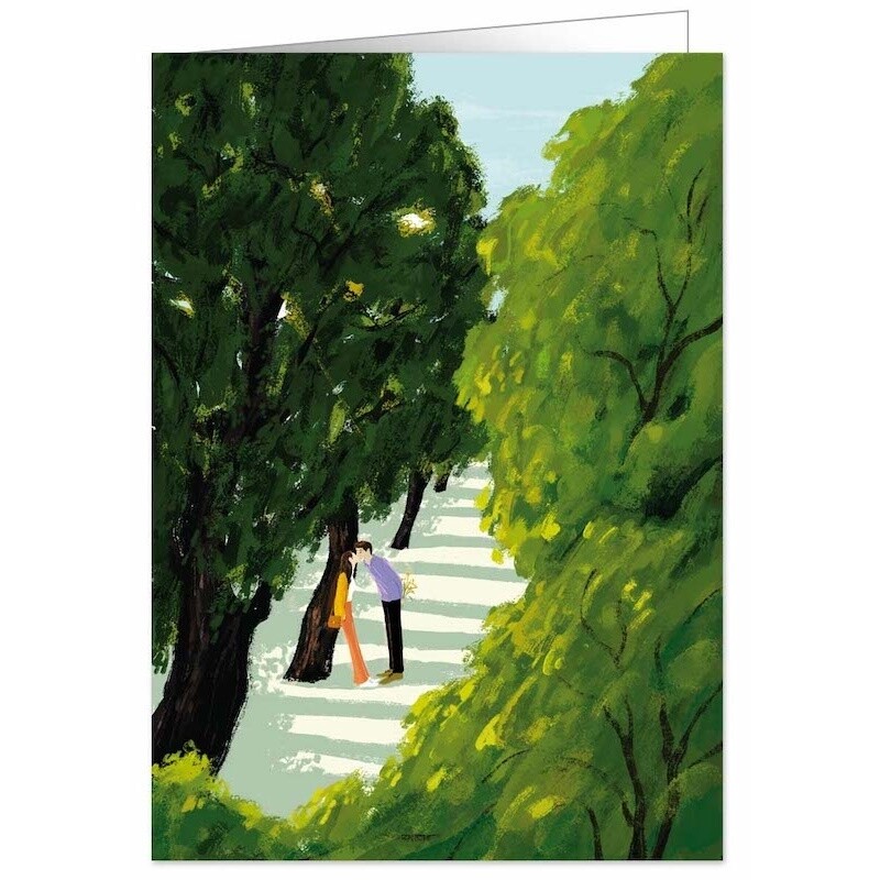 Postcard Couple Kissing At The park