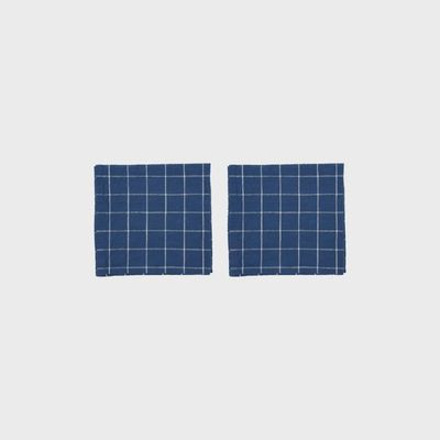 OYOY Servetten Grid 2-pack dark blue/white