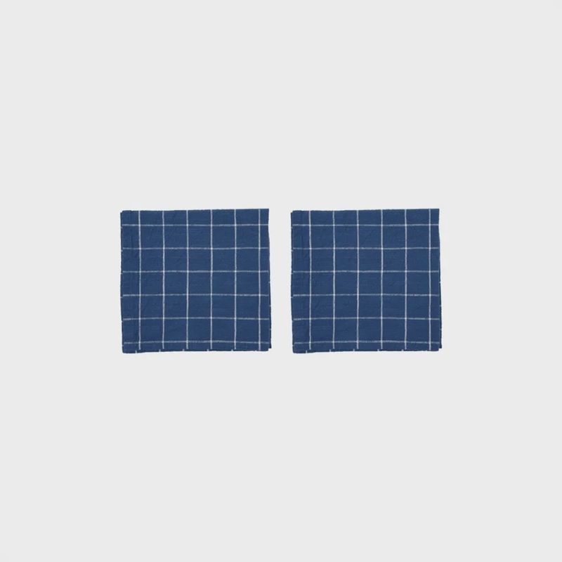 OYOY Servetten Grid 2-pack dark blue/white