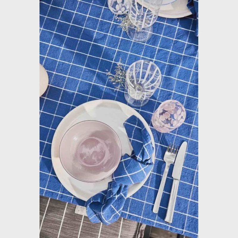 OYOY Servetten Grid 2-pack dark blue/white