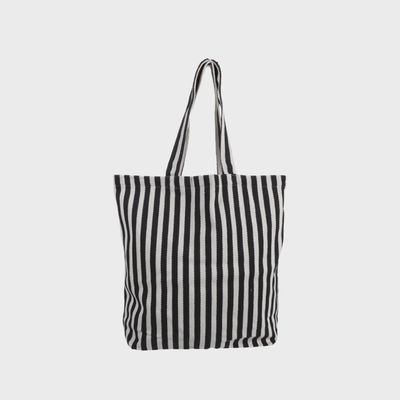 Shopper katoen Natural with stripe Black