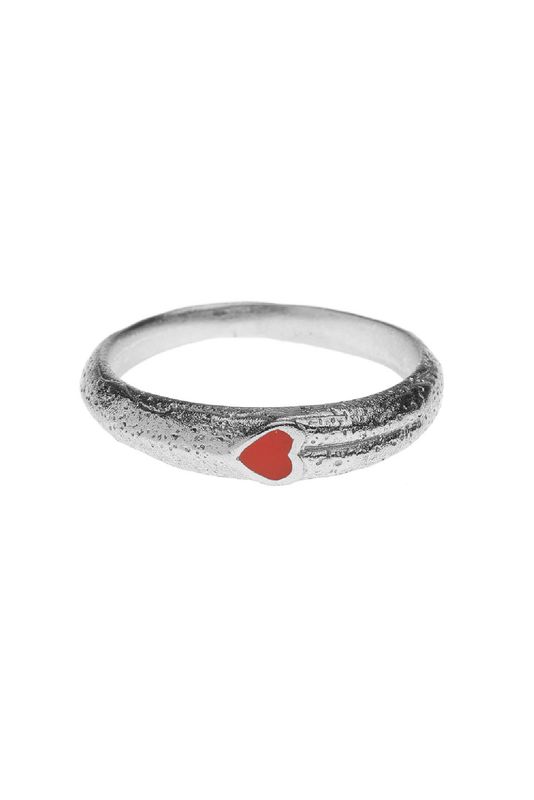 XZOTA Ring Red Resin heart zilver