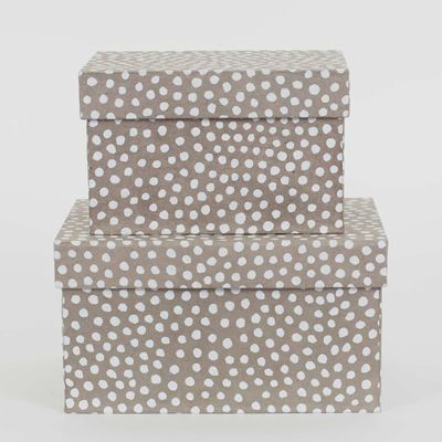 A WORLD OF CRAFT box Dotted beige/wit set van 2