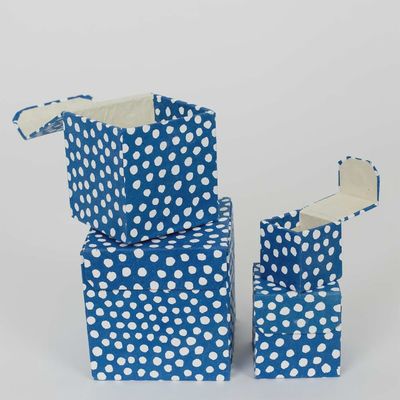 A WORLD OF CRAFT box Dotted blauw/wit set van 4