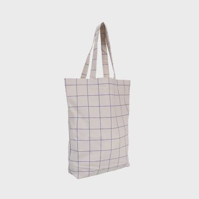 Shopper katoen Grid athletic latte