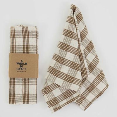 A WORLD OF CRAFT Servetten 2-pack off white /bruin