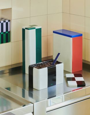 HAY Tin Container X-Large off-white, blue and red