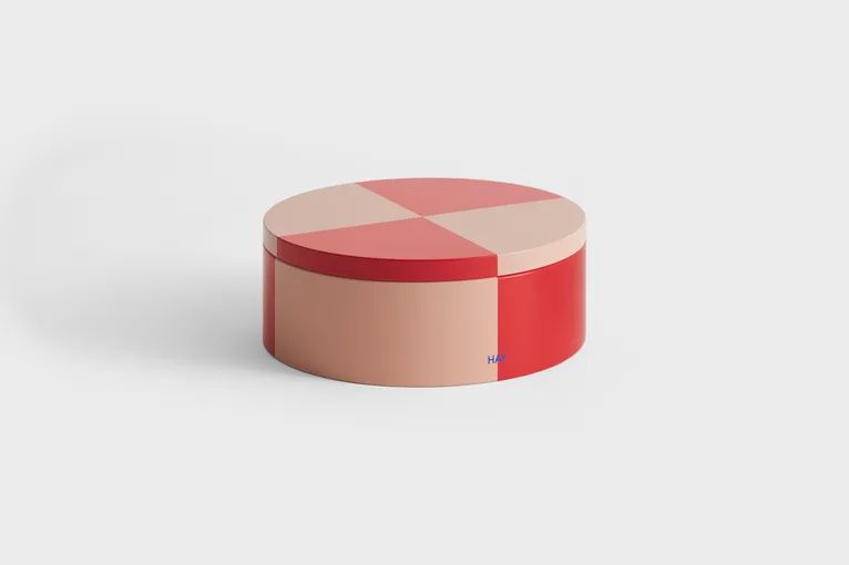 HAY Tin Container round red and soft pink