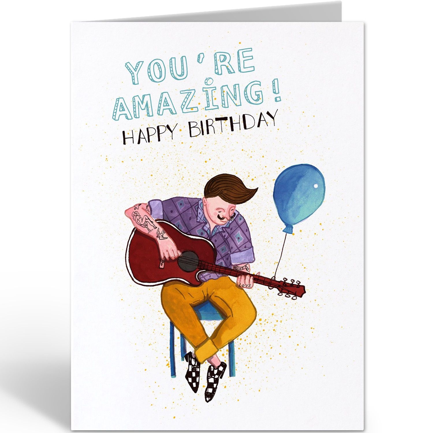 Postcard Birthday Guitar Guy