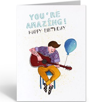 Postcard Birthday Guitar Guy