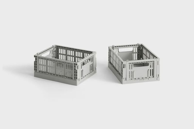HAY Colour Crate Mini opbergkrat set van 2 light grey