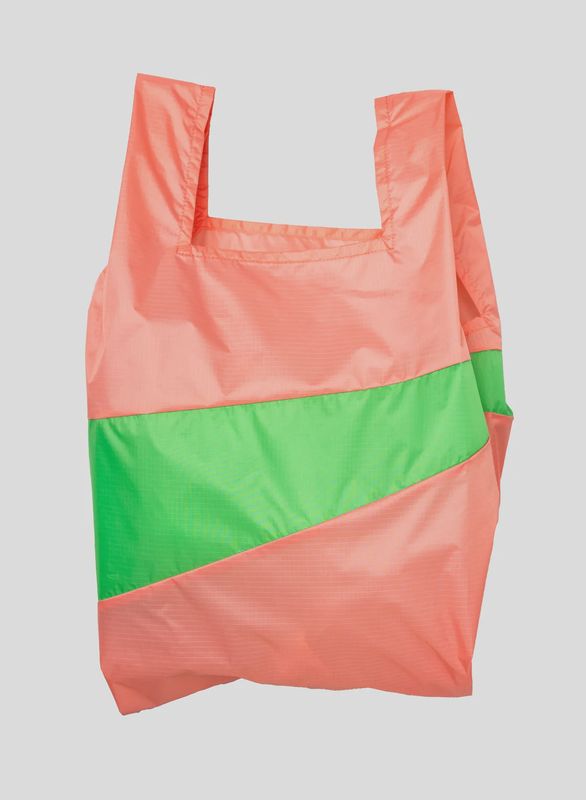 SUSAN BIJL Shoppingbag Coral &amp; Greenscreen large