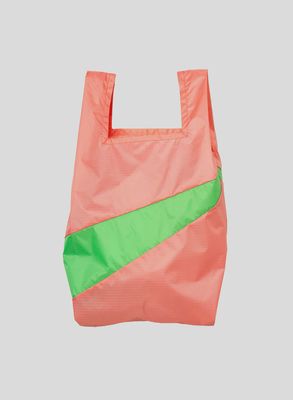 SUSAN BIJL Shoppingbag Coral &amp; Greenscreen medium