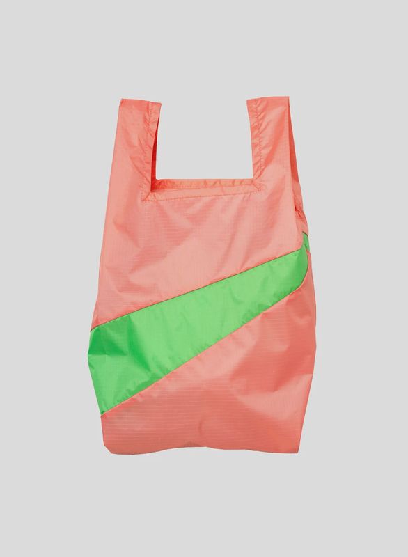 SUSAN BIJL Shoppingbag Coral &amp; Greenscreen medium